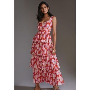NWT Anthropologie Women's Maxi Dress Vineet Bahl Tiered Ruffle Size 0